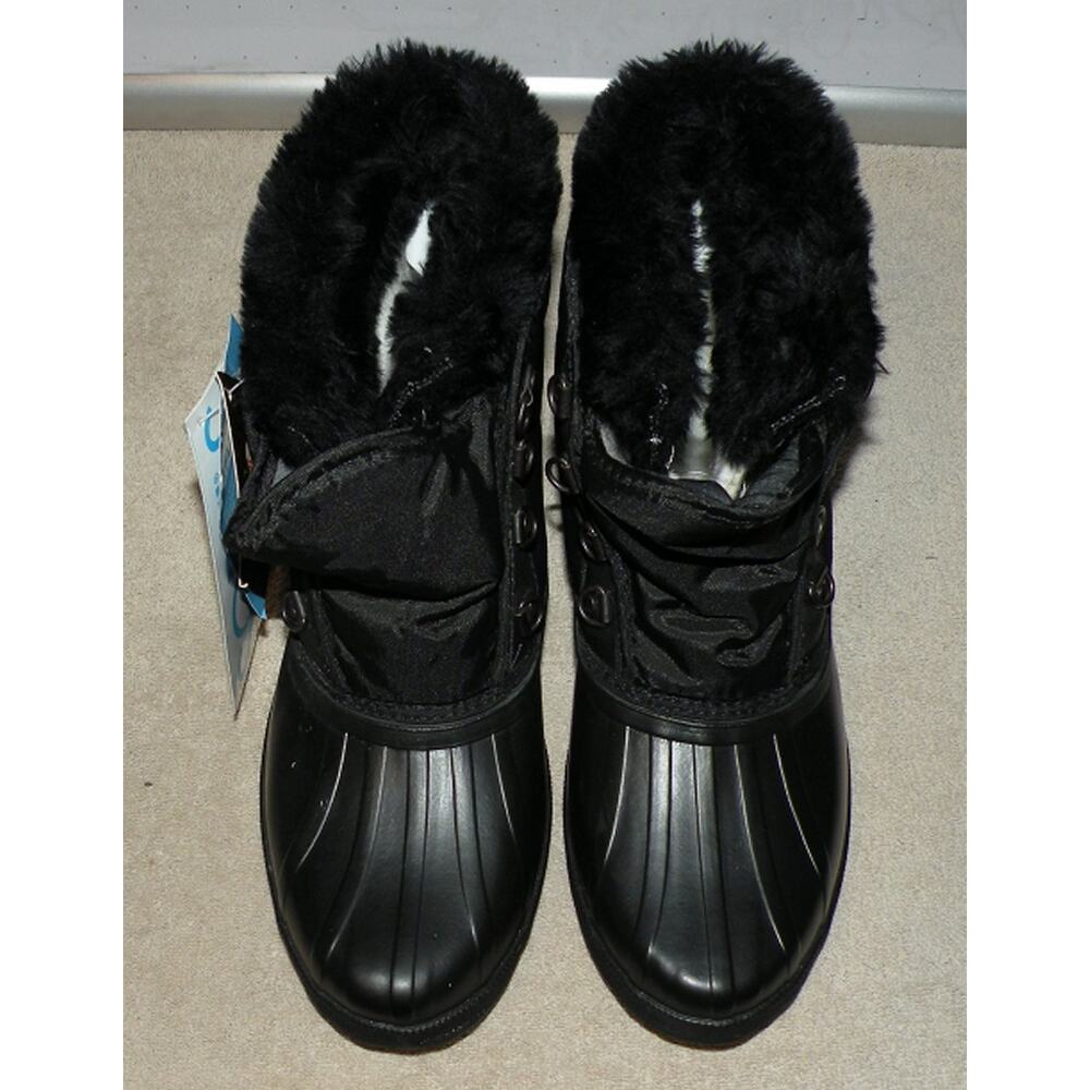 Sorels ThermoPlus Women’s Size 11 Faux Fur Lined Snow Boots Black No Laces NEW